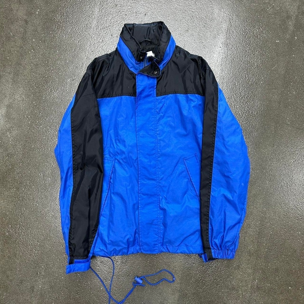 Vintage Blue Black Two Toned  Blank Full Zip Windbreaker Jacket Men's Medium